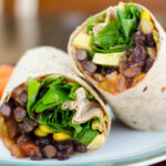 sliced black bean wrap on a plate