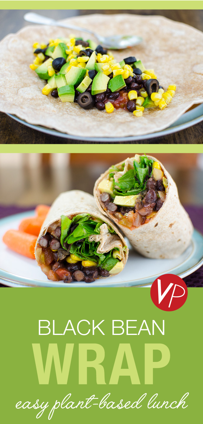 Easy plant-based black bean sandwhich wrap
