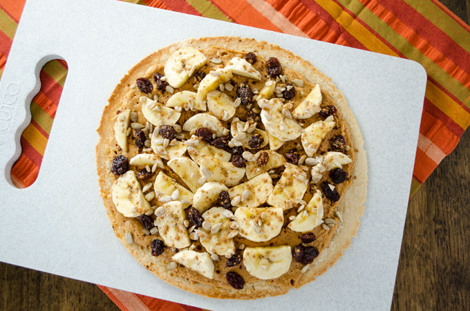 breakfast pizza overhead view