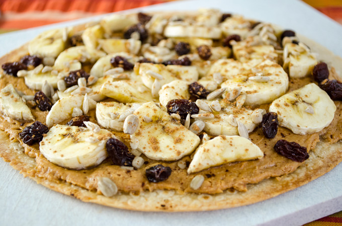 breakfast pizza side view