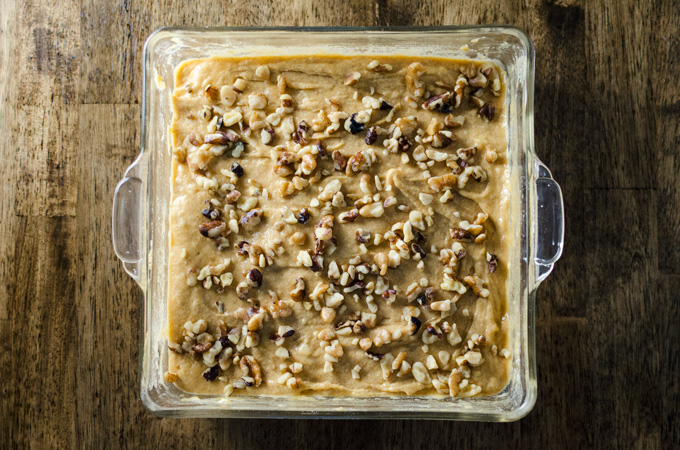 mixed snack cake in a baking pan