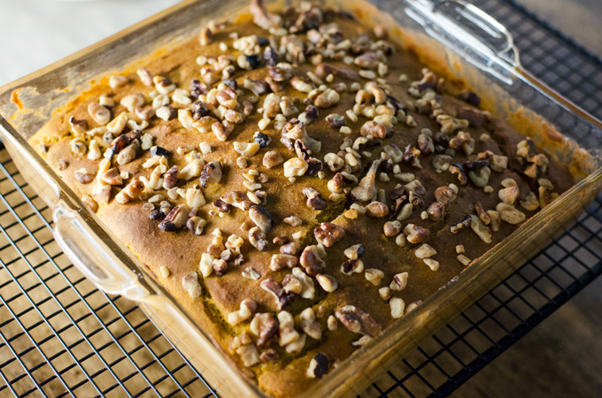 fresh baked Gluten-Free Pumpkin Snack Cake