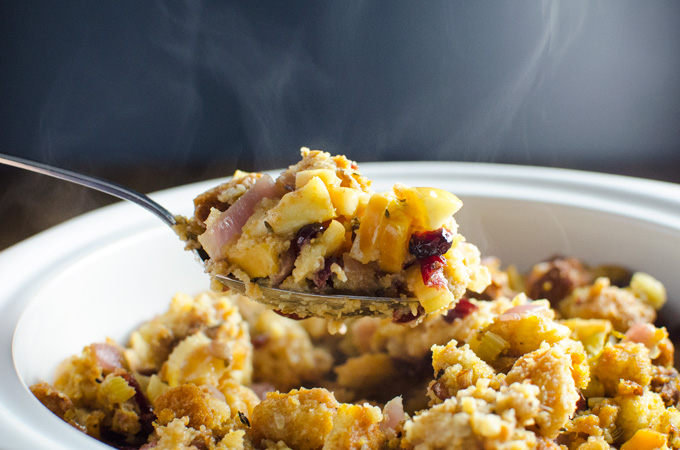 Apple Cranberry Stuffing - a healthier version of a Thanksgiving favorite recipe - who knew a vegan gluten-free stuffing could taste so good? | VeggiePrimer.com