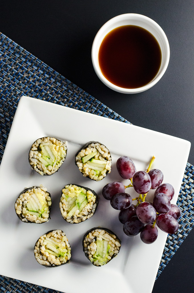 Cucumber Pear Sushi - a vegan and gluten-free recipe offering a lovely blend of sweet, fresh and crunchy flavors and textures | VeggiePrimer.com
