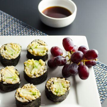 Cucumber Pear Sushi - a vegan and gluten-free recipe offering a lovely blend of sweet, fresh and crunchy flavors and textures | VeggiePrimer.com