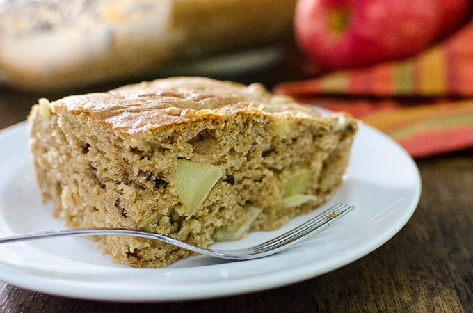 Easy Gluten-Free Apple Snack Cake - mix and bake this simple vegan recipe in the same pan! | VeggiePrimer.com