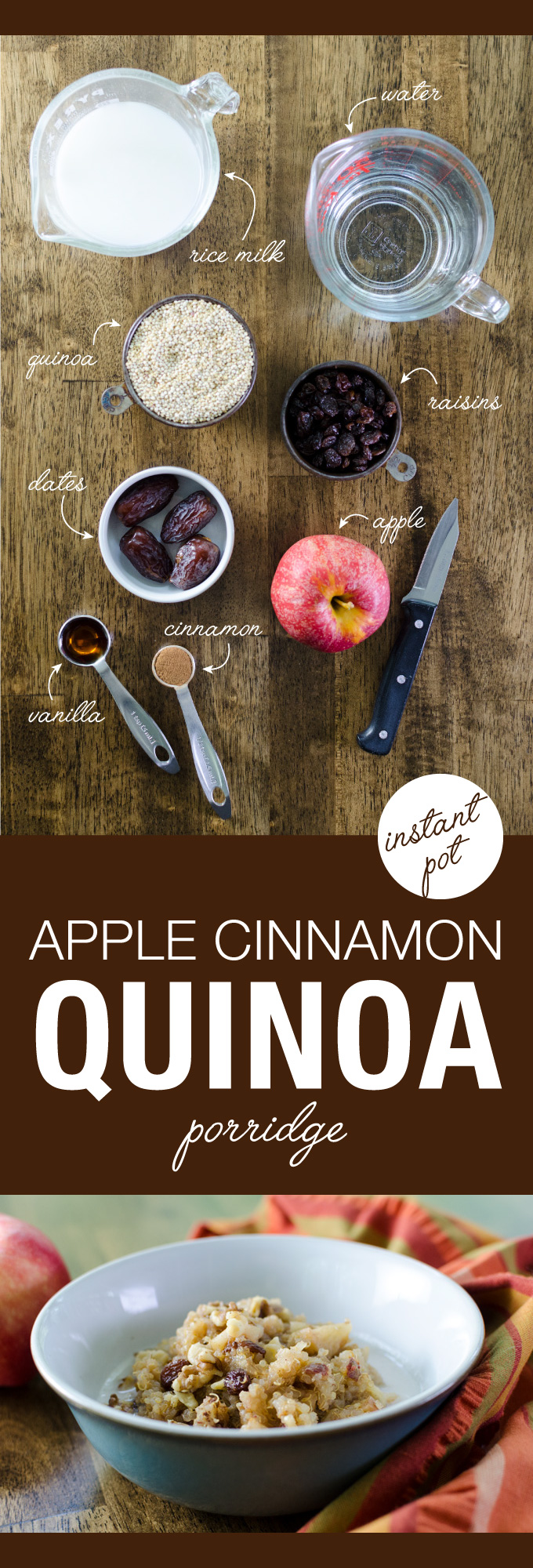 Instant Pot Apple Cinnamon Quinoa Porridge - delicious vegan and gluten-free recipe