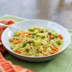 bowl of simple coconut curry with brown rice vermicelli