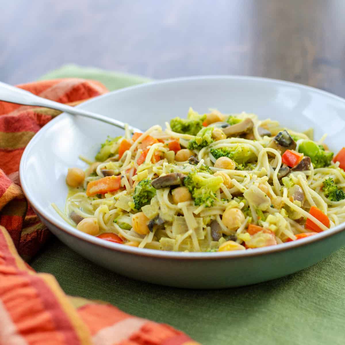 serving of recipe in a pasta bowl